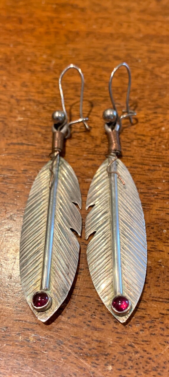 Vintage Sterling Silver Ray and Paula Feather Ear… - image 6