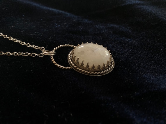 Vintage Moonstone Pendant in Sterling Silver 1970s - image 2