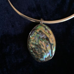 Vintage Sterling Silver and Double Shell Paua Pendant on 925 Italian Omega Chain