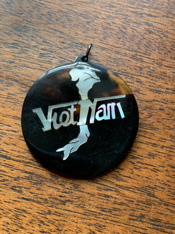 Vintage Vietnam Mother of Pearl and Shell Pendant 