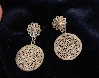 ORECCHINI etnici in argento 925 - FIORE pendente