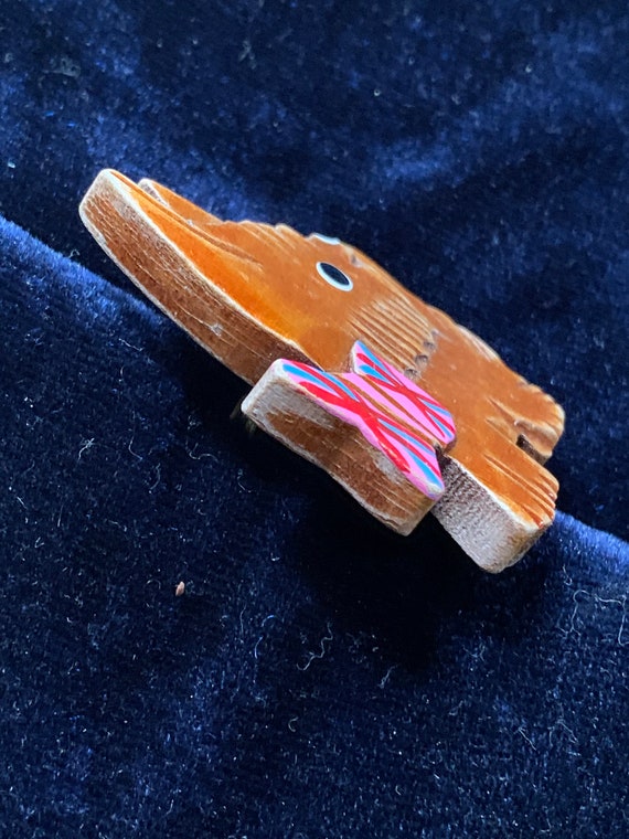 Vintage 1940s Wooden Scottie Dog Brooch - image 2