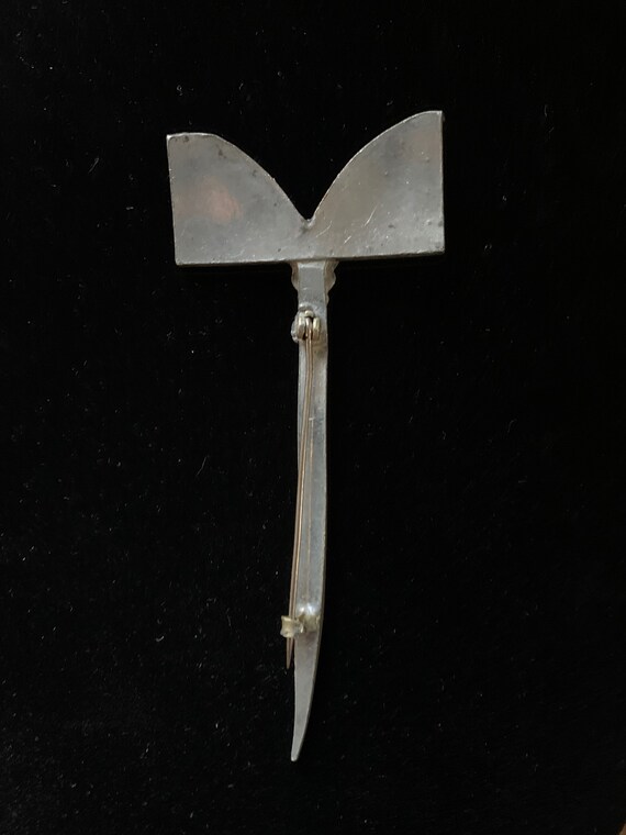 VICTORIAN 1900s ART DECO Silver Scepter Bar Brooc… - image 3