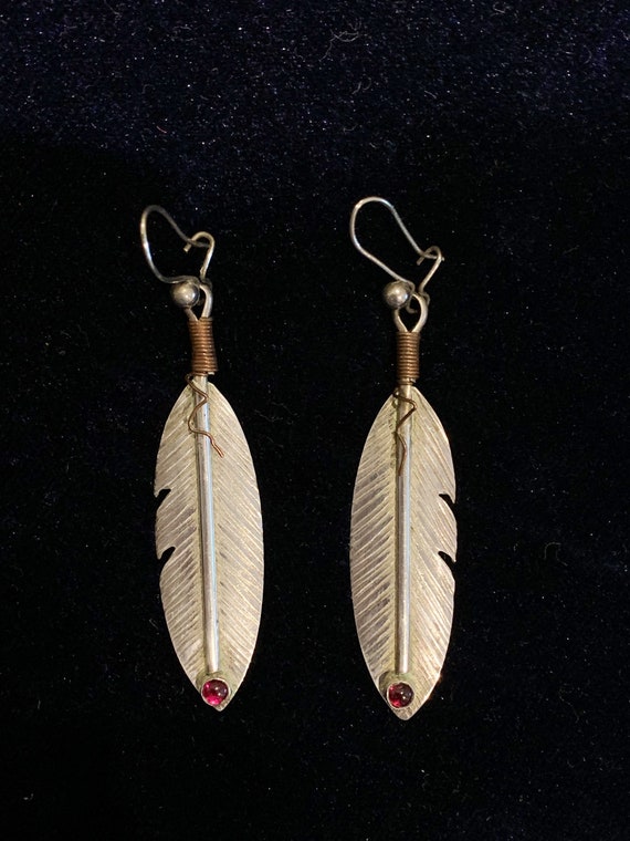 Vintage Sterling Silver Ray and Paula Feather Ear… - image 3