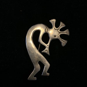 Vintage Sterling Silver Kokopelli Brooch signed GSNM from Albuquerque, NM