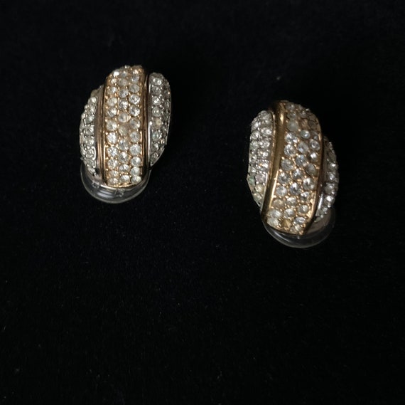 1980s Christian Dior Clip-On Rhinestone Earrings