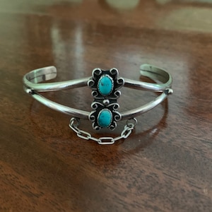 Vintage Navajo Silver and Turquoise Cuff Bracelet | WK 1950s