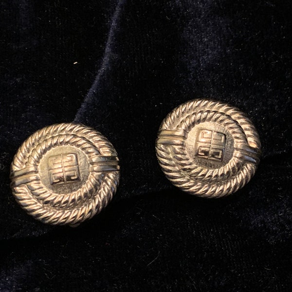 Vintage Givenchy Paris-New York Chunky Clip-On Earrings 1980s