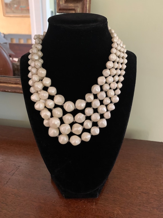 Vintage Mid-Century Four-Strand Faux Pearl Necklac