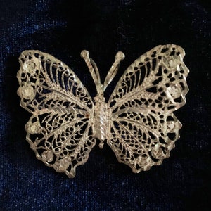 Vintage Sterling Silver Filigree Butterfly Pin/Brooch or Pendant 1940s