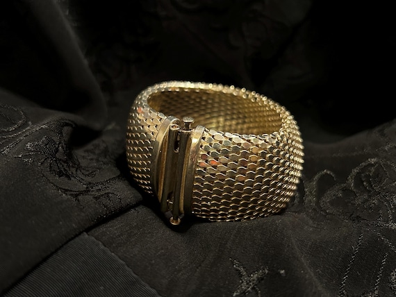 Vintage 1970s Sterling Silver Italian Mesh Scale Bracelet 50g