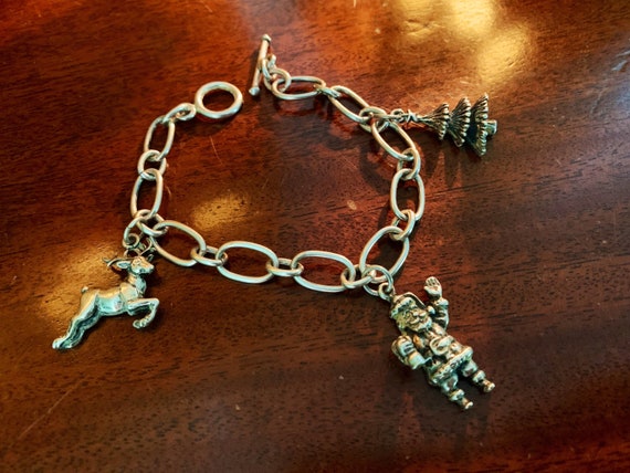 Charming Vintage Sterling Silver Christmas Charm Bracelet 1980s 7 Etsy UK