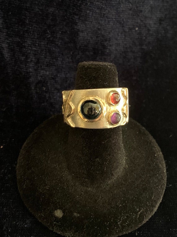 Vintage Sterling Silver and 14K Gold and Gemstone 