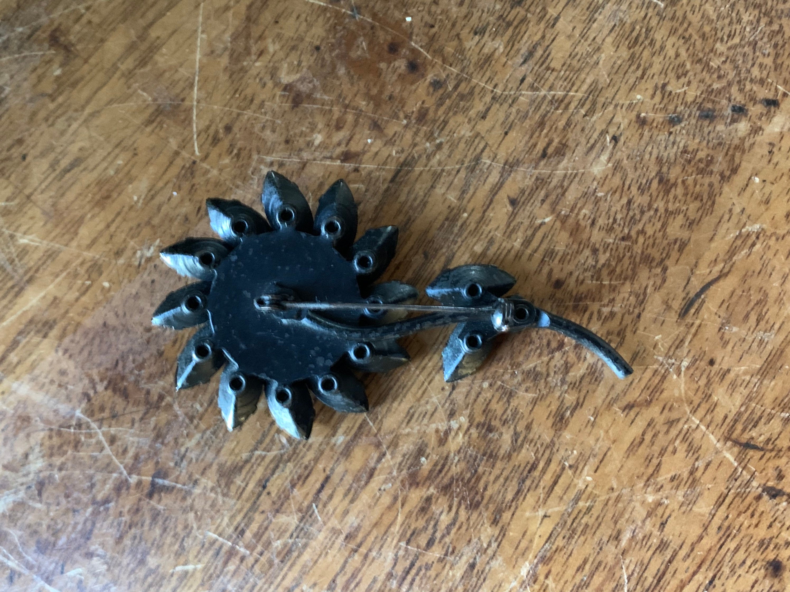 Broche Noire Ancienne Dite 'de Deuil' - Style Fleur Années 1900/50-60 - Vintage