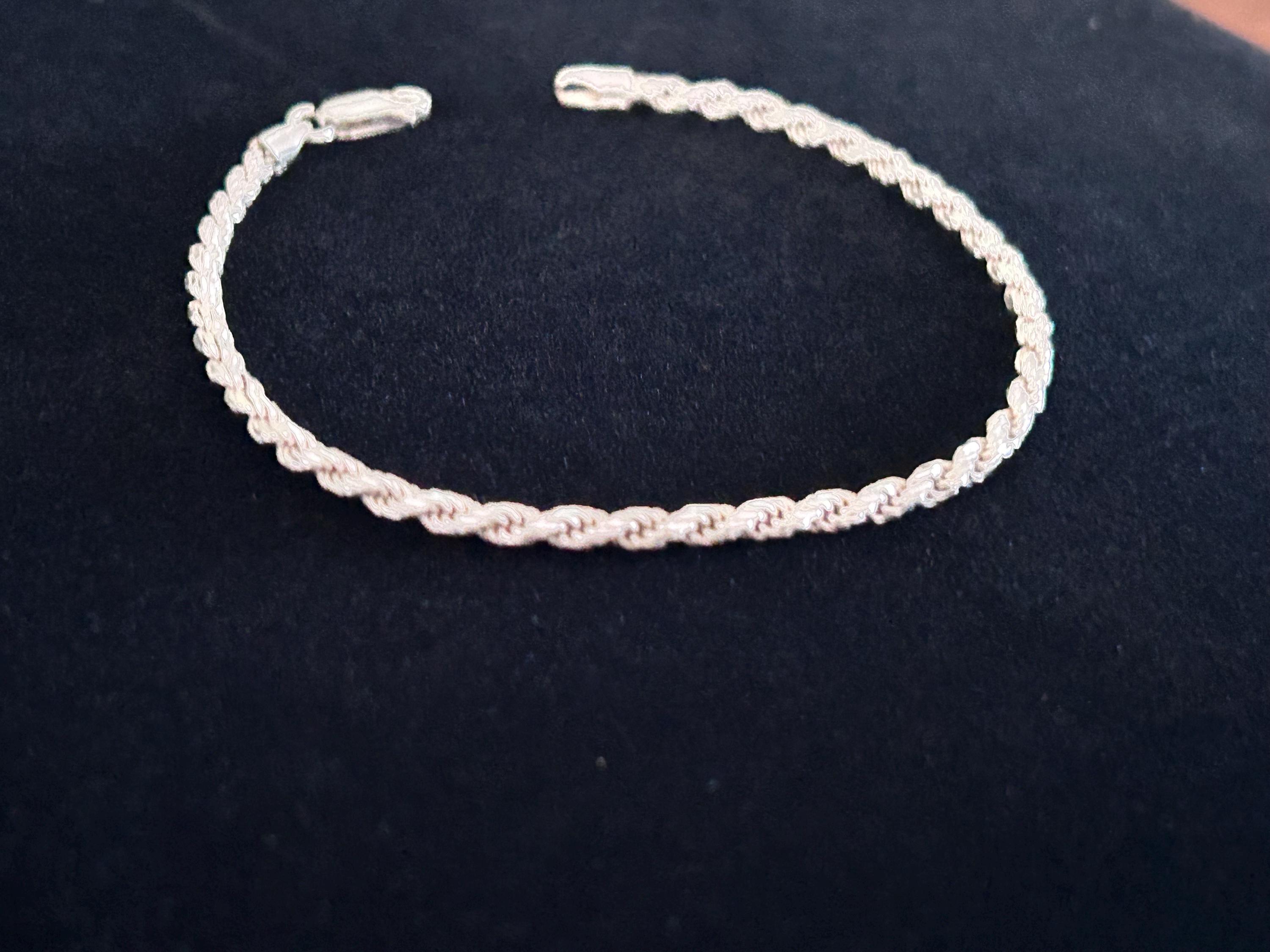 Vintage Sterling Silver Rope Bracelet 8” - Etsy
