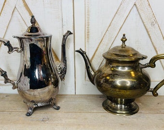 Vintage Silver-Plated Tea Pot, Antique Tea Pot, Antique Dining