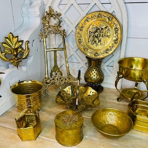 Vintage Wall Candle Stick, Copper Floral Warming Stand, Ornate Easel, Teacher Brass Apple Gift, Sold Separately, Potpourri Container