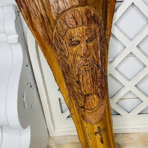 Vintage Bark Face of Jesus, Vintage Christian Cross, Wooden Jesus Wall Display, Vintage Christian Decor, Vintage Religious Home Decor