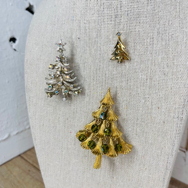 Vintage Christmas Tree Brooch, Antique Christmas Tree Brooch