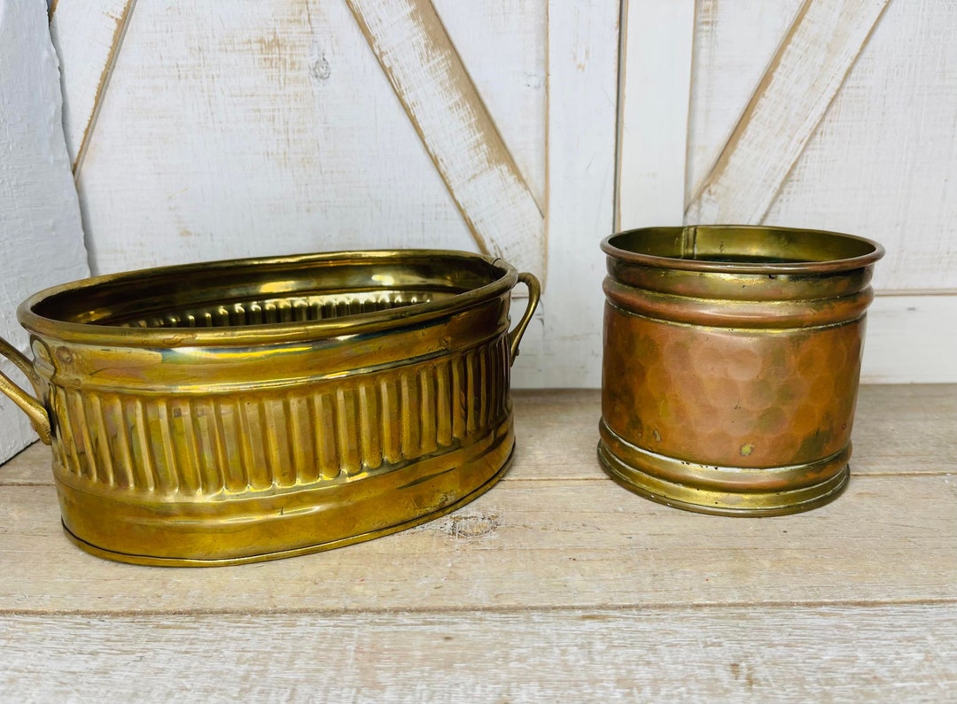 Vintage Small Brass Decorative Tray, Vintage Small Brass Oval Bowl