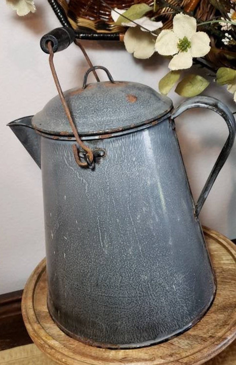 Vintage Metal Kettle Vintage Pitcher Vintage Metal Pot Etsy