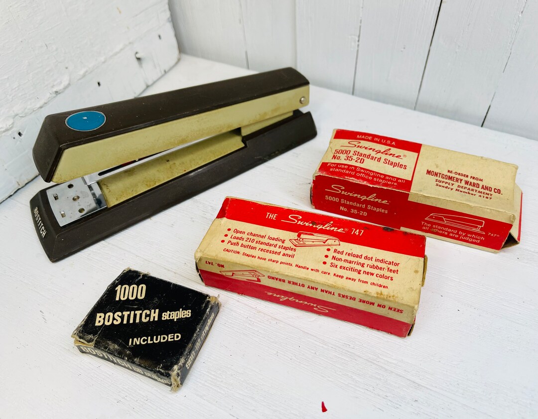 Vintage Bostitch Stapler, Vintage Bostitch Staples, Vintage Swingline 747 Staples, Montgomery