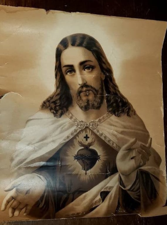 Vintage Jesus Portrait, Antique Jesus Portrait, Ch