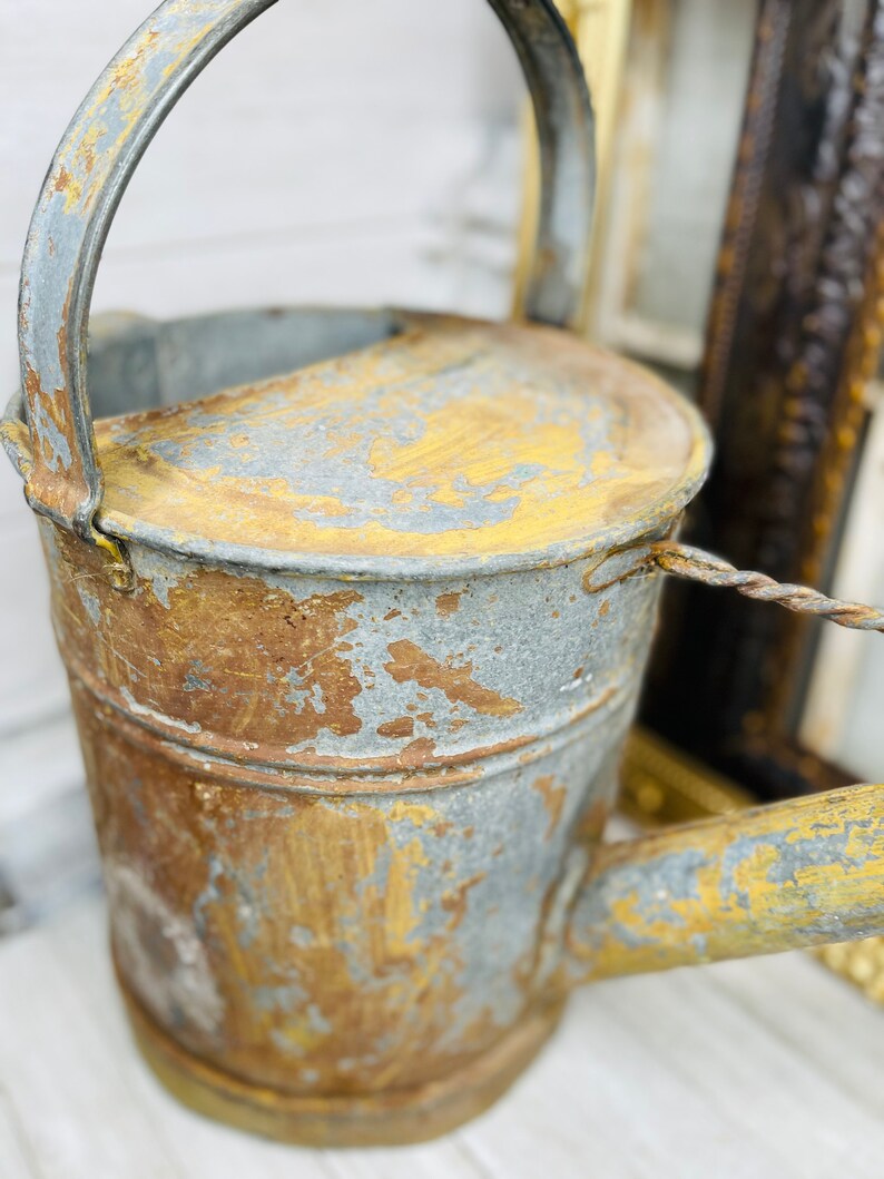 Vintage Galvanized Watering Can Vintage Metal Watering Can Etsy