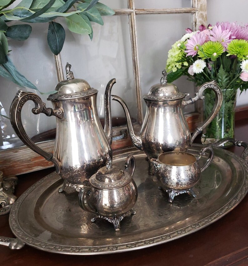 Vintage Oneida Silver Plated Tea Set Antique Oneida Silver Etsy