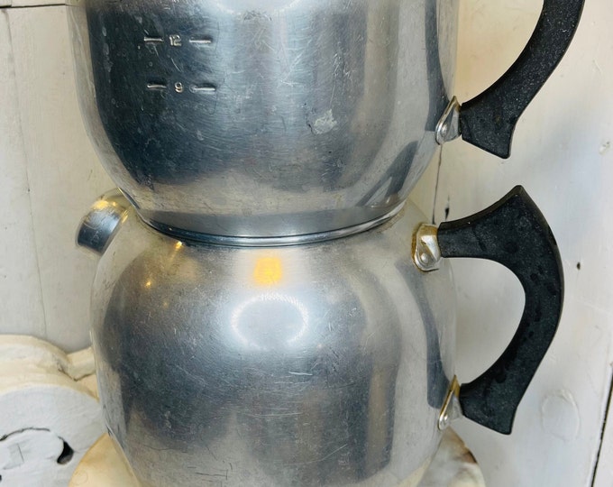 Vintage Kwik Drip Coffee Maker, Metal Coffee Pot, Large Vintage Coffee