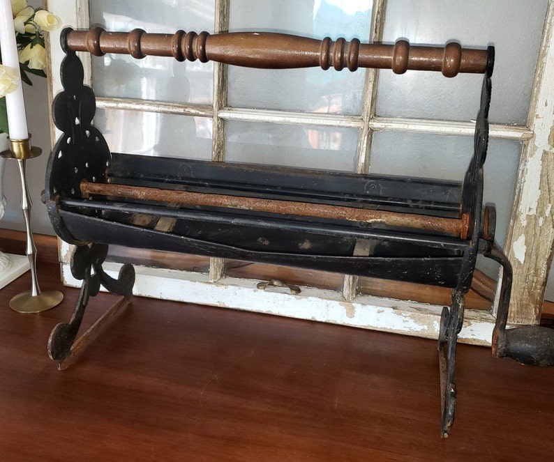 Vintage Fireplace Decor Vintage Fireside Paper Log Roller Rustic Farmhouse Cast Iron Fireplace Log Roller Newspaper Log Roller