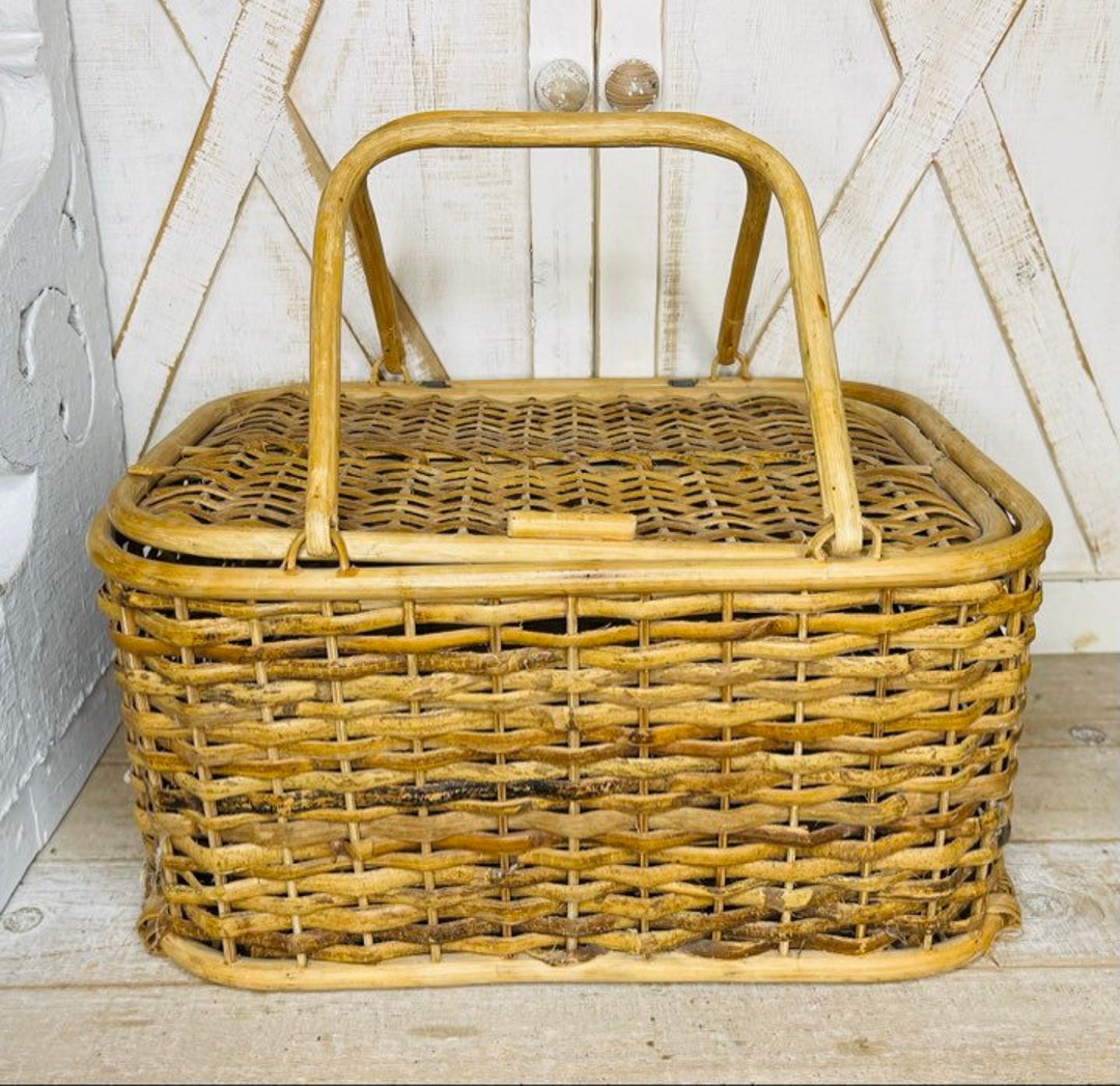 Vintage Picnic Basket, Vintage Picnic, Antique Picnic Basket, Antique ...