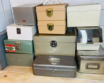 Vintage 1960s Porta File Green Metal File Box, Ballonoff Home