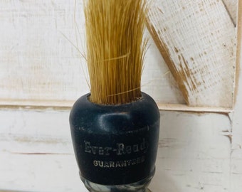 Vintage 1950’s Ever-Ready Shaving Cream Brush, One Owner, Vintage Black and White Shaving Brush, Ever-Ready, Shaving Brush Natural Bristles