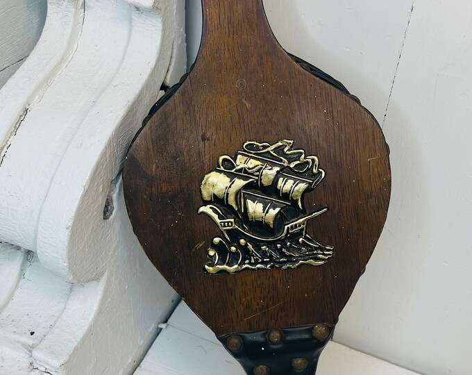 Vintage Wood and Leather Fire Bellow, Vintage Ship Fire Bellow, Vintage