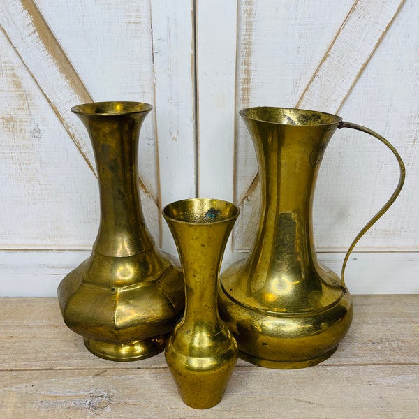 Vintage Brass Vase, Antique Solid Brass Vase, Sold Separately