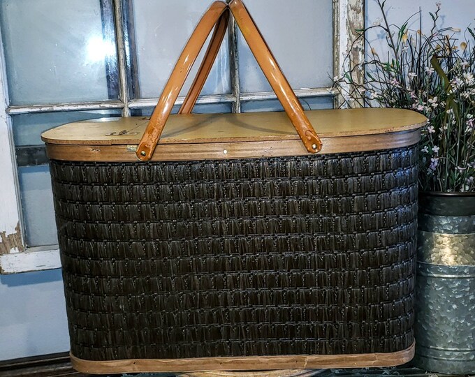 Vintage Picnic Basket, Vintage Picnic, Antique Picnic Basket, Antique