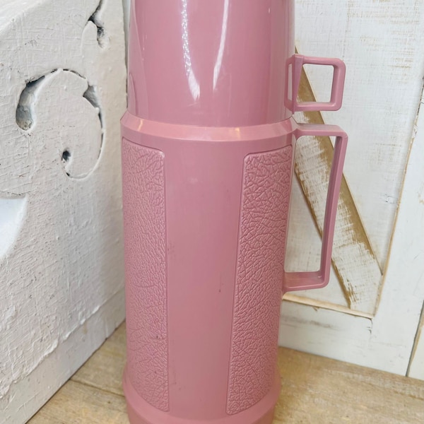 Vintage Pink Thermos, Vintage Large Pink Thermos, 1990s