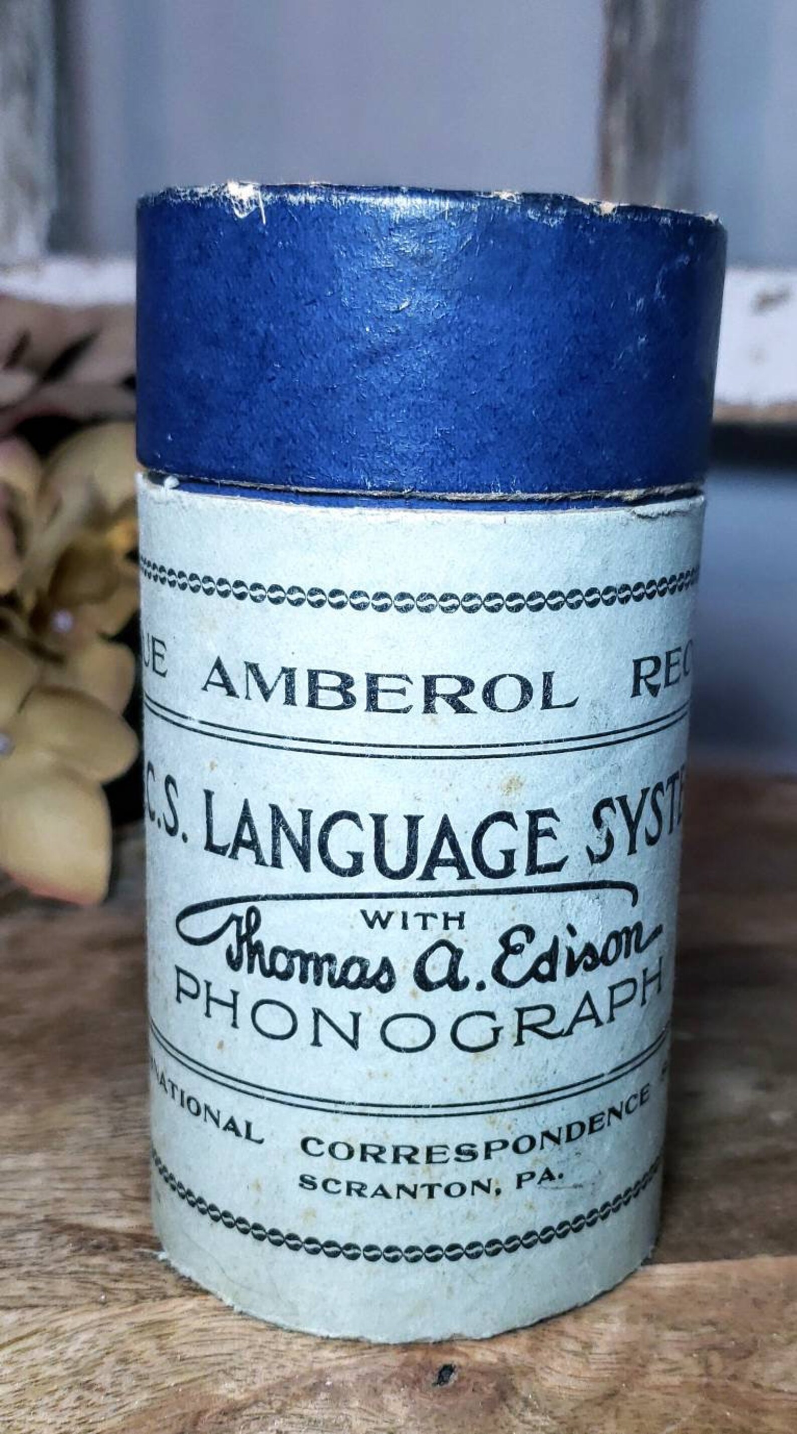 Vintage Blue Amberol Record Vintage Cylinder Record Thomas Etsy