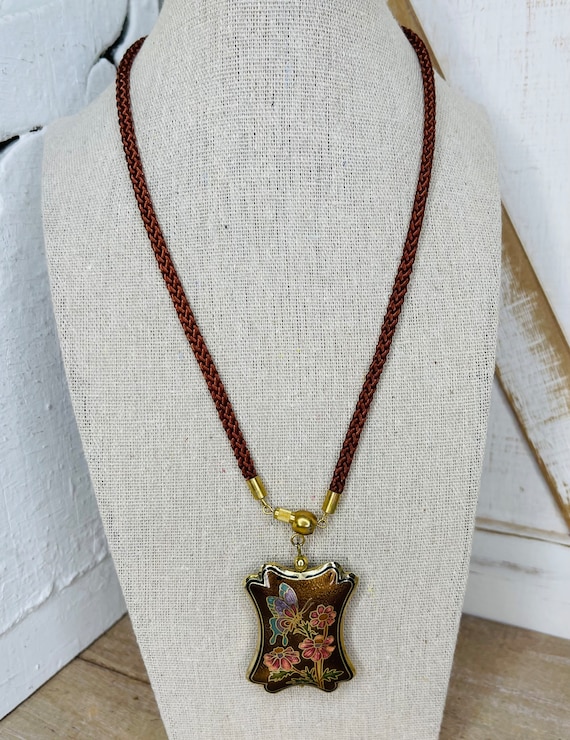 Vintage Cloisonne Pendant Necklace, Vintage Pendan