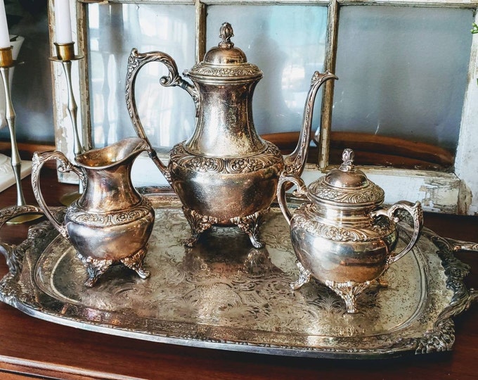 Vintage Oneida Silver Tea Set, Antique Oneida Silver Tea Set, Antique