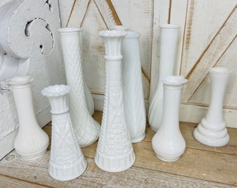 Vintage Milk Glass Flower Vase, Sold Separately, Antique Milk Tall Vase, Vintage Farmhouse Decor, Antique Milk Glass