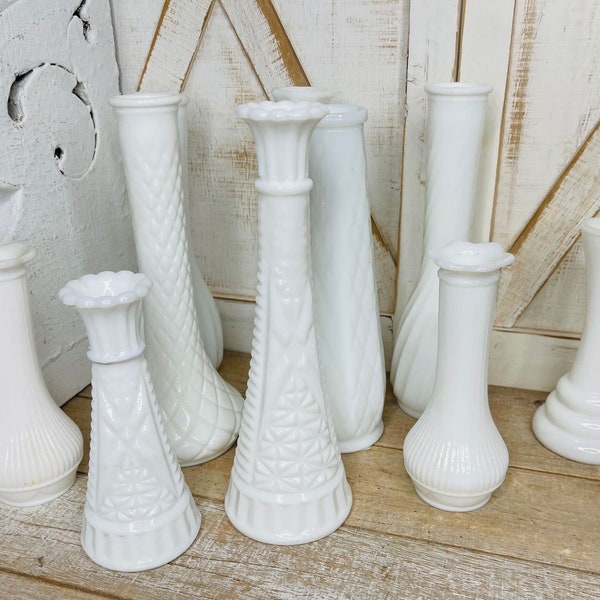 Vintage Milk Glass Flower Vase, Sold Separately, Antique Milk Tall Vase, Vintage Farmhouse Decor, Antique Milk Glass