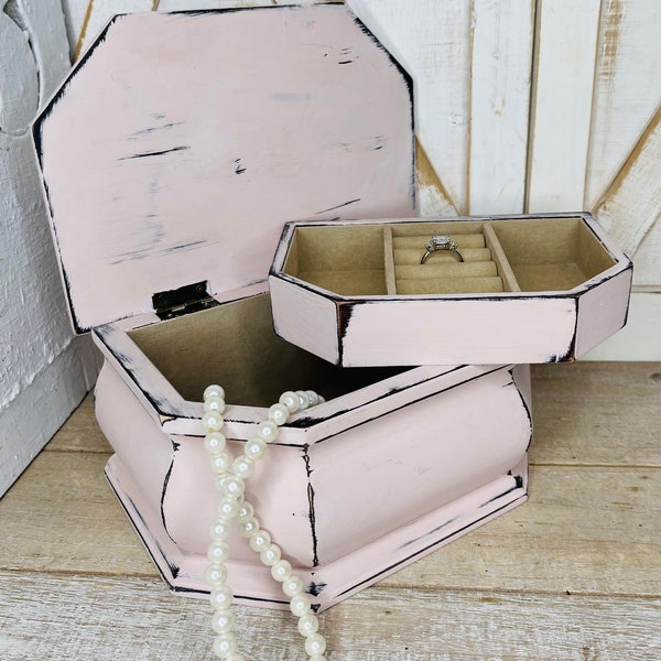 Vintage Light Pink Upcycled Jewelry Box, Sold Separately, Vintage Upcycled Jewelry Holder, Jewelry Necklace Storage, Bracelet Storage