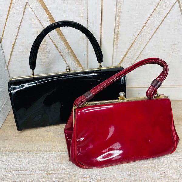 Vintage Small Handbag, Vintage Black Clutch Purse, Vintage Red Purse, Vintage Evening Bag, Antique Evening Clutch Purse