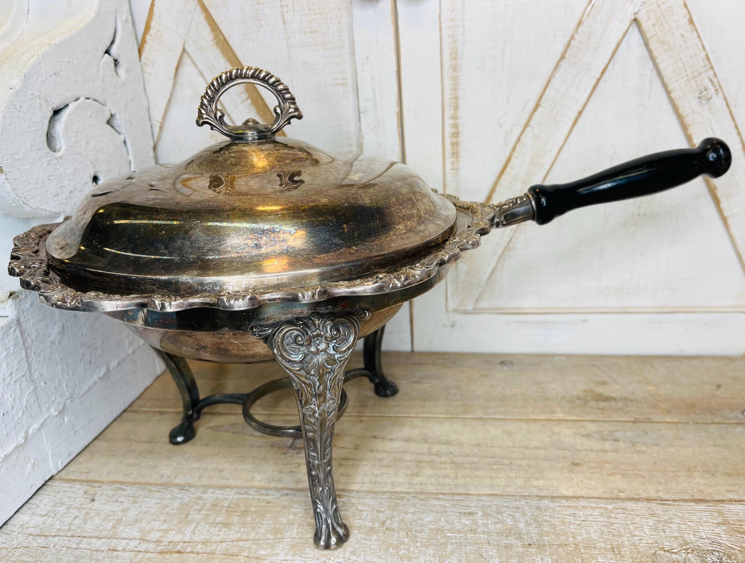 Vintage Cromwell Chromium Chafing Dish Cookery, Antique Chafing Dish,  Silver Plated, Vintage Dining Food Warmer