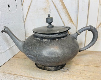 Vintage Primitive Tea Kettle, Farmhouse Style, Vintage Kettle Pot, Antique Kettle Tea Pot, Primitive Tea Pot