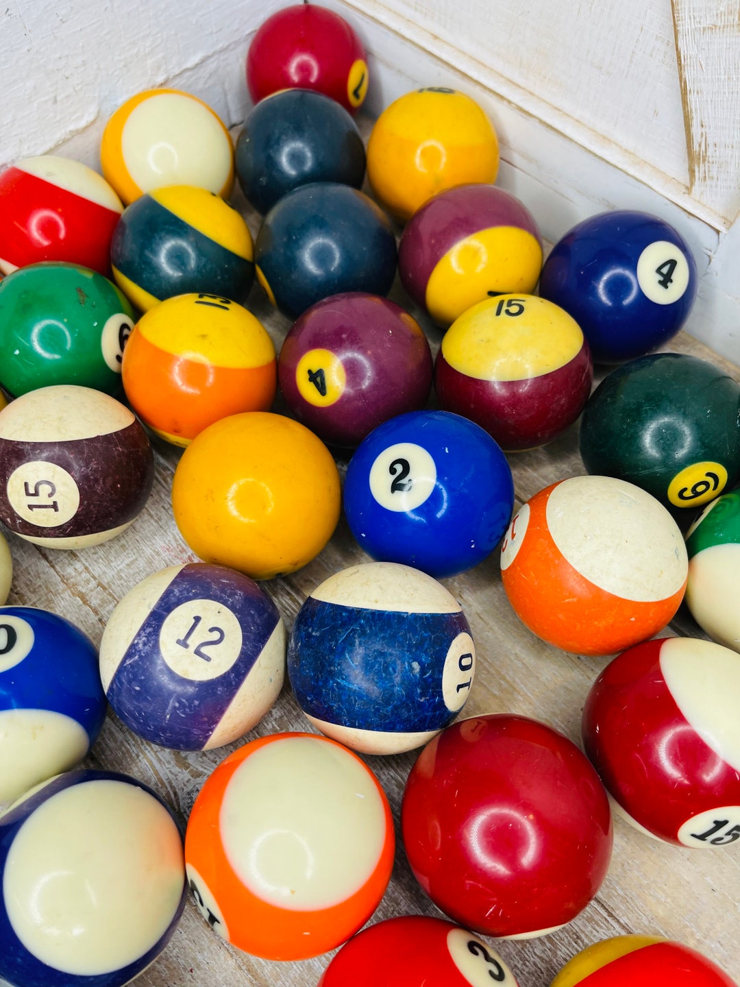 Vintage Pool Balls, Vintage Assorted Billiards Game Room, Man Cave Home