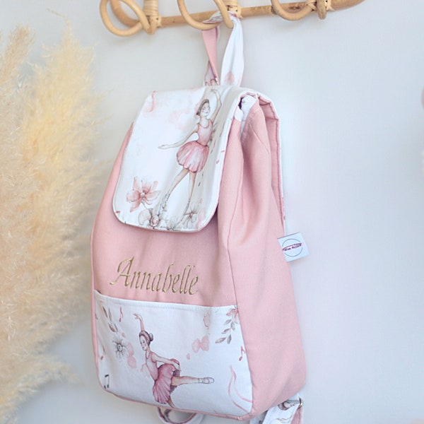 Sac à dos enfant personnalisé pour maternelle, crèche, nounou fille, garçon, mixte fleurs, danseuse ballerine rose