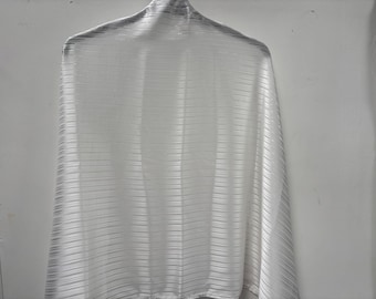 White and silver lurex wrap scarf pashmina wedding party prom mother of the bride special occasions shawl shrug stole one size